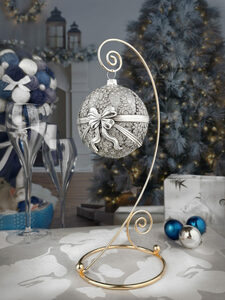 Набор из 3 серебряных ёлочных шаров "Колокольчики, Счастливое детство и Зимняя сказка"